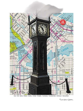 Framed Gastown Clock Vancouver BC Print
