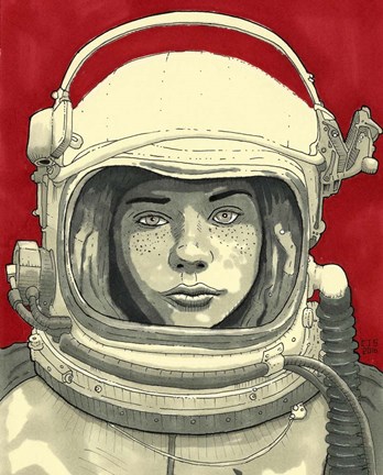 Framed Lady Cosmonaut Print