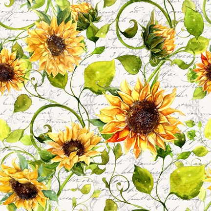 Framed Sunflower Pattern I Print