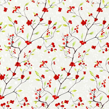 Framed Red Berries Pattern Print