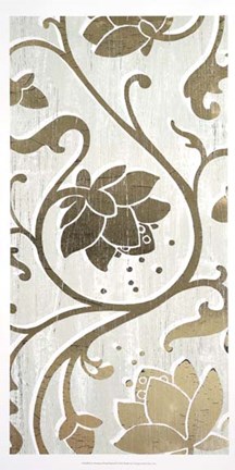 Framed Weathered Floral Panel II - Metallic Foil Print