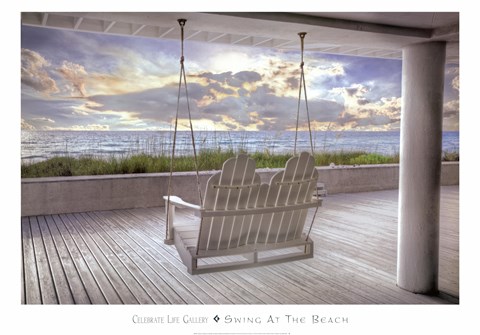 Framed Swing At The Beach Print