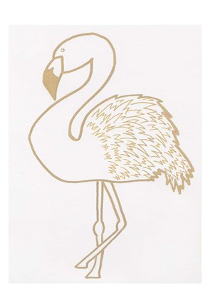 Framed Golden Flamingo Print