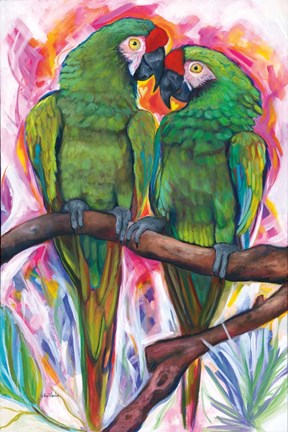 Framed Two Parrots Print