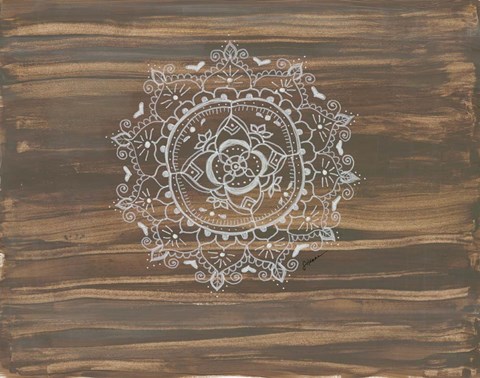 Framed Woodgrain Mandala Print