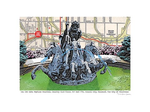 Framed Neptune Fountain Print