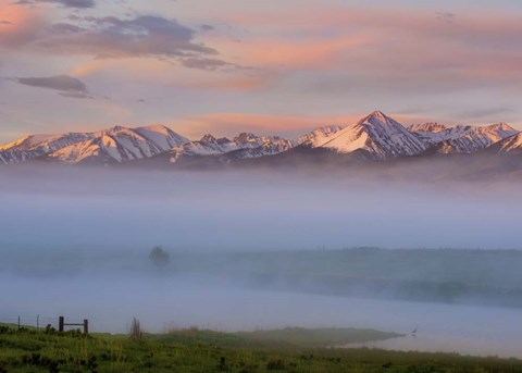 Framed Snow Capped Mountains Print