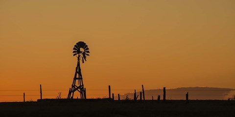 Framed Windmill Sunset Print