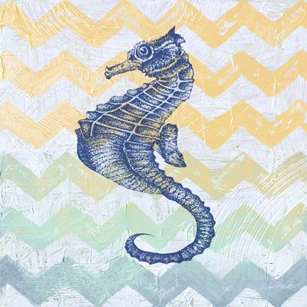 Framed Chevron Sea Horse Print