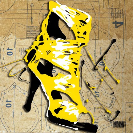 Framed Yellow Strap Boot Print