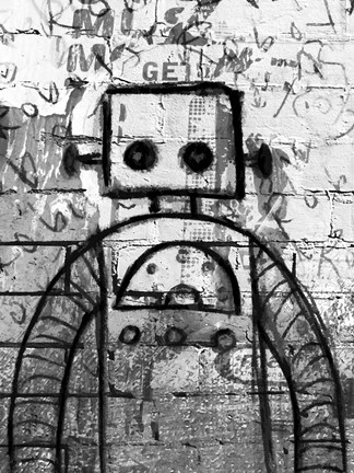Framed Graffiti Robot Print