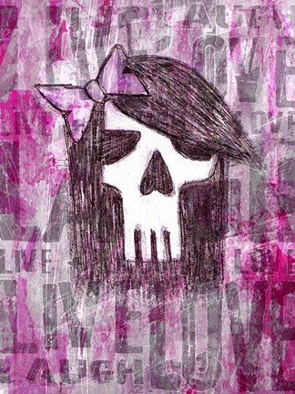 Framed Pink Skull Princess Print