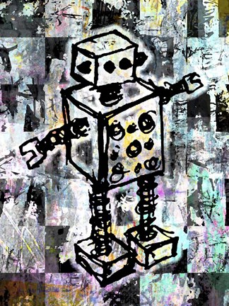 Framed Sketched Robot Color Print