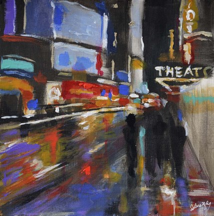 Framed Broadway at Night Print