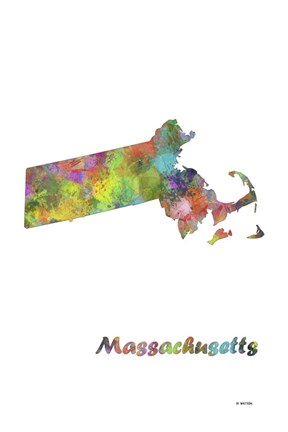 Framed Massachusetts State Map 1 Print