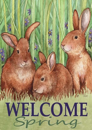 Framed Bunnies Welcome Spring Print