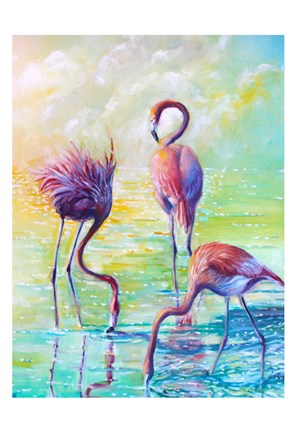 Framed Flamingo Family 1 Print