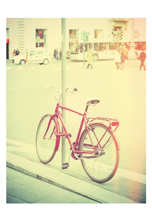 Framed Red Bike Print