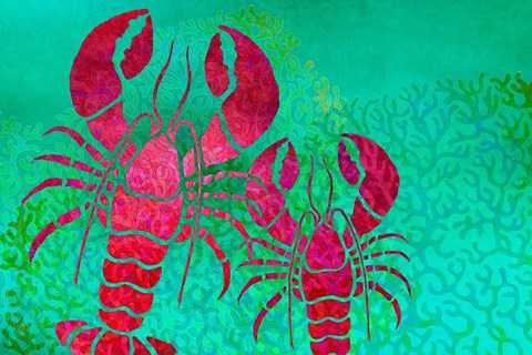 Framed Lobster In Seaweed Print