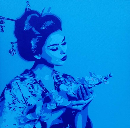 Framed Blue Geisha Print