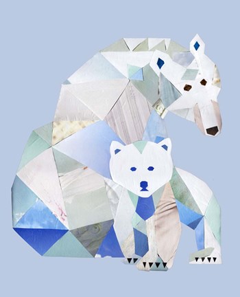 Framed Polar Bears Gray Print