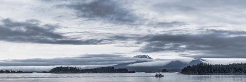 Framed Fishing Boat and Mt Edgecumbe, Sitka, Southeast Alaska Print