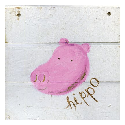 Framed Happy Pink Hippo Print