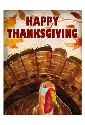 Framed Happy Thanksgiving Turkey Print
