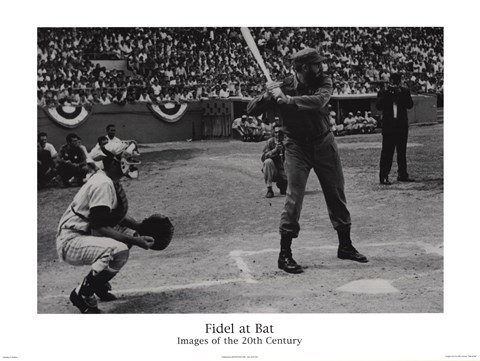 Framed Fidel at Bat Print