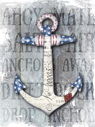Framed Anchor Patriotic Nautical Print