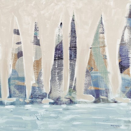 Framed Muted Sail Boats Square II Print