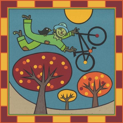 Framed Stitch The Scarecrow Bike 1 Print