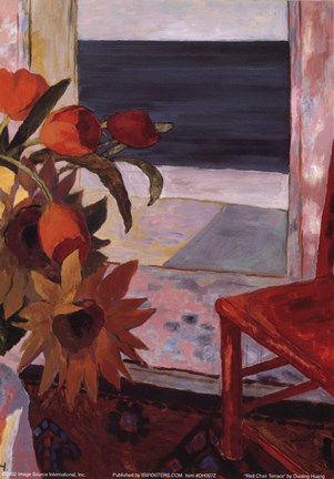 Framed Red Chair Terrace - detail Print
