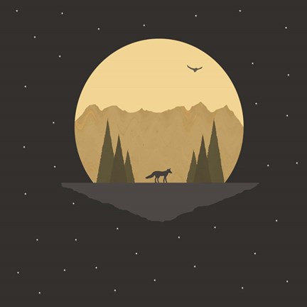 Framed Fox Under the Stars Print