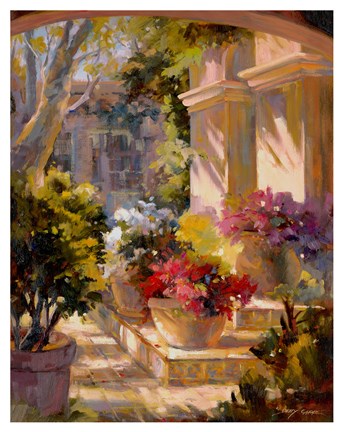 Framed Flowered Courtyard Print