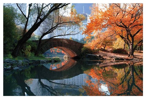 Framed Gapstow Bridge, Fall Print