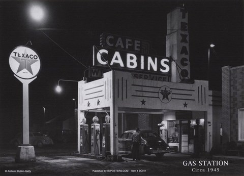 Framed Gas Station, c.1945 Print