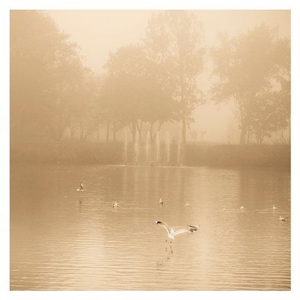 Framed Golden Lake in Fog Print