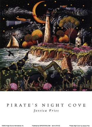 Framed Pirates Night Cove Print