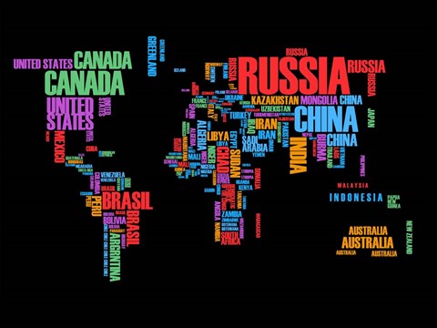 Framed Typography World Map 1 Print