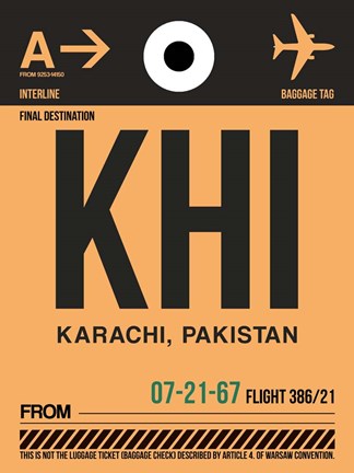 Framed KHI Karachi Luggage Tag I Print