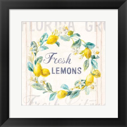 Framed Floursack Lemon V Bright Print