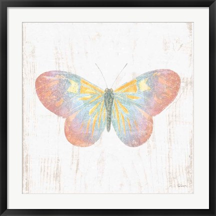 Framed White Barn Butterflies I Print