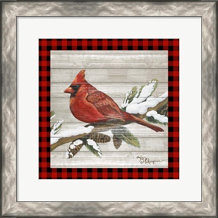 Framed Winter Red Bird IV Print