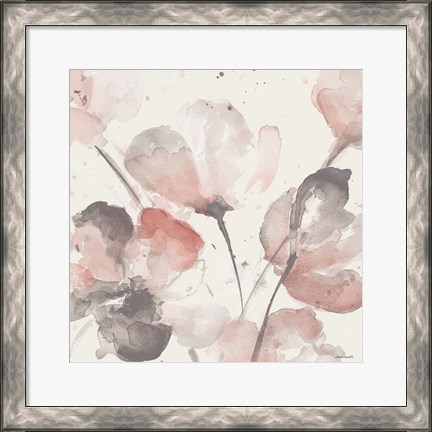 Framed Neutral Pink Floral I Print