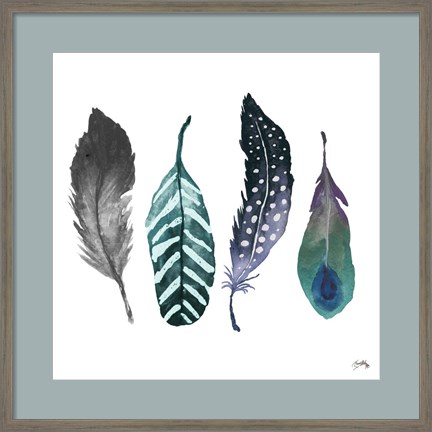 Framed Indigo Feathers Print