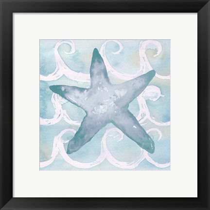 Framed Azure Sea Creatures I Print