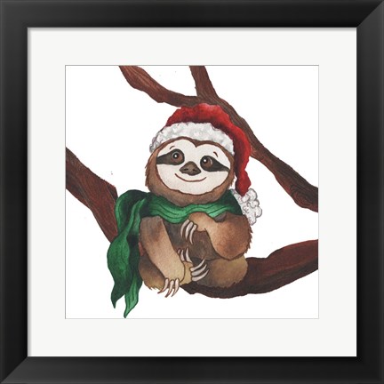 Framed Christmas Sloth I Print