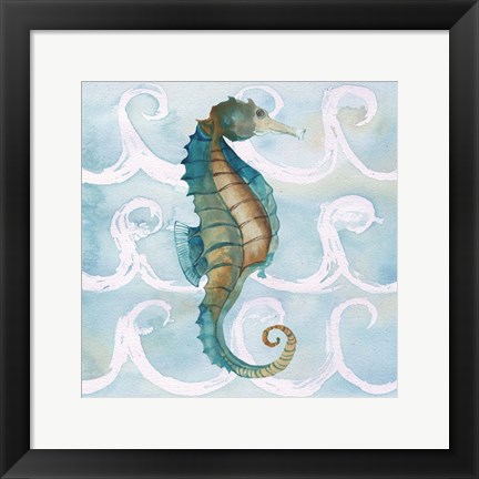 Framed Sea Creatures on Waves II Print