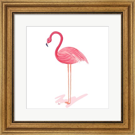 Framed Flamingo Walk IV Print